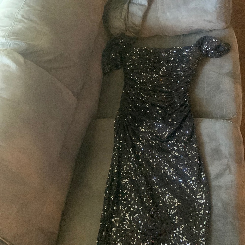 Black sequins hoco dress